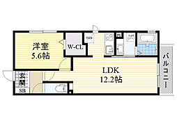 メゾンサフィール 1LDKの間取図画像