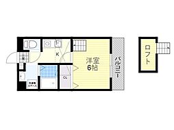 ラフィーネ川西 1Kの間取図画像