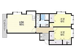 サウスロード1 2LDKの間取図画像