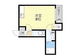 サンハイム2 1Kの間取図画像