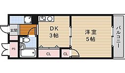 グリーンヒル2 1DKの間取図画像