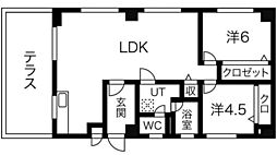 パインハイツ 2LDKの間取図画像