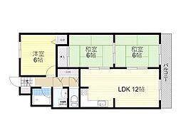 インペリアル花屋敷 3LDKの間取図画像