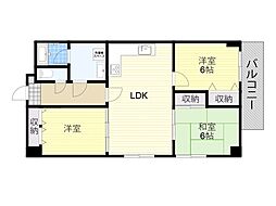 インペリアル花屋敷 3LDKの間取図画像