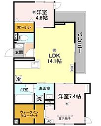 Grandes Fleurs ISHIBASHI 2LDKの間取図画像