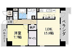 シャンテミキ 1LDKの間取図画像