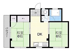 日光マンション 2DKの間取図画像