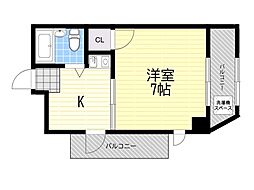 シティハイツ槻木 1Kの間取図画像