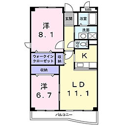 グランテージ池田 2LDKの間取図画像