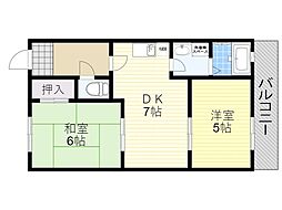 ロイヤル旭丘 2DKの間取図画像