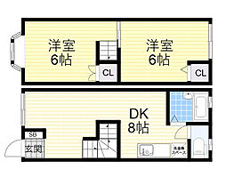 ミーテ江坂ウエスト 2DKの間取図画像
