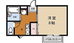 J・Yドリーム 1Kの間取図画像
