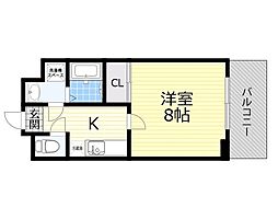 ローレル関大前 4階1Kの間取り