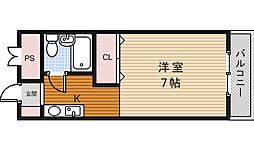 メゾン豊中PART16 4階1Kの間取り