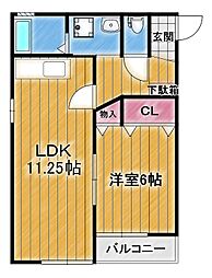 ファミール輝 1LDKの間取図画像