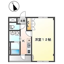 エフォール 1Kの間取図画像