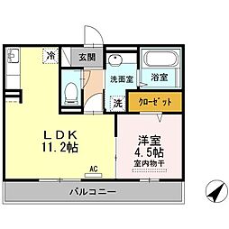 ブルーノ千代田 1LDKの間取図画像