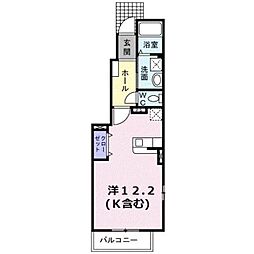 グラスコート1 ワンルームの間取図画像