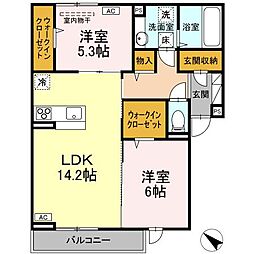 D-residenceK沖野上 2LDKの間取図画像