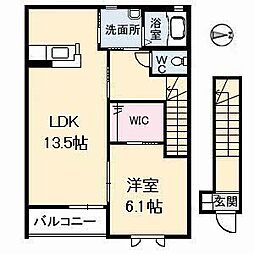 グランドール春日 1LDKの間取図画像