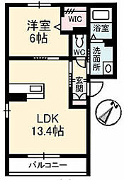 グランベレオ沖野上 1LDKの間取図画像