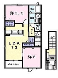 マナマルベリーA 2LDKの間取図画像