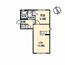 ベルソー 1LDKの間取図画像