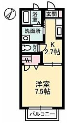 ドミール多治米b 1Kの間取図画像