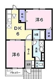 ル・アーブルA 2DKの間取図画像