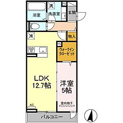 ベルフィーユ2 1LDKの間取図画像