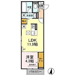 D-RESIDENCE西町 1LDKの間取図画像