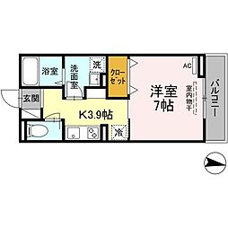 ウィステリア 1Kの間取図画像