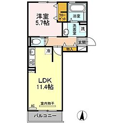 キャルルB 1LDKの間取図画像