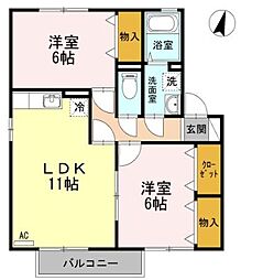 ルミエールムラカミA 2LDKの間取図画像