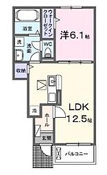 ラ・ヴィータ B 1LDKの間取図画像