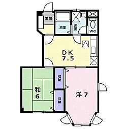 アール・ド・ヴィーヴルA 2DKの間取図画像