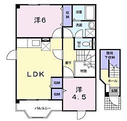 シティハイツ大門C 2LDKの間取図画像