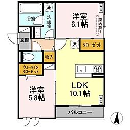 D-residence吉津 2LDKの間取図画像