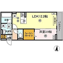 福山市南蔵王町1丁目アパート 1LDKの間取図画像