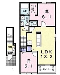 レジデンス・せど川B 2LDKの間取図画像