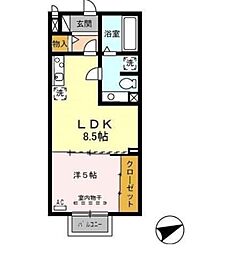 ノールリヴィエール 1LDKの間取図画像