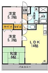 グリーンハイム藤 3LDKの間取図画像