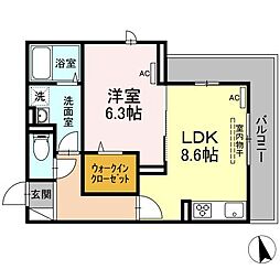 メゾンドミュゼ 1LDKの間取図画像