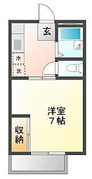 SUNCITYロッキーB 1Kの間取図画像