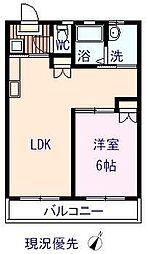 コーポ松浦 1LDKの間取図画像