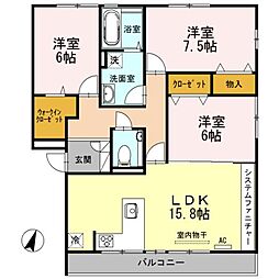 ラグジュアリー松永B 3LDKの間取図画像