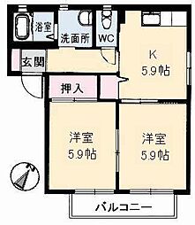 バリュージュA 2Kの間取図画像