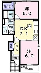 エスペランサB 2DKの間取図画像