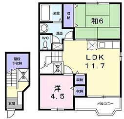 ゴッドフィールドB 2LDKの間取図画像
