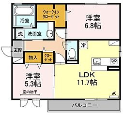 アメニティイン大門 2LDKの間取図画像